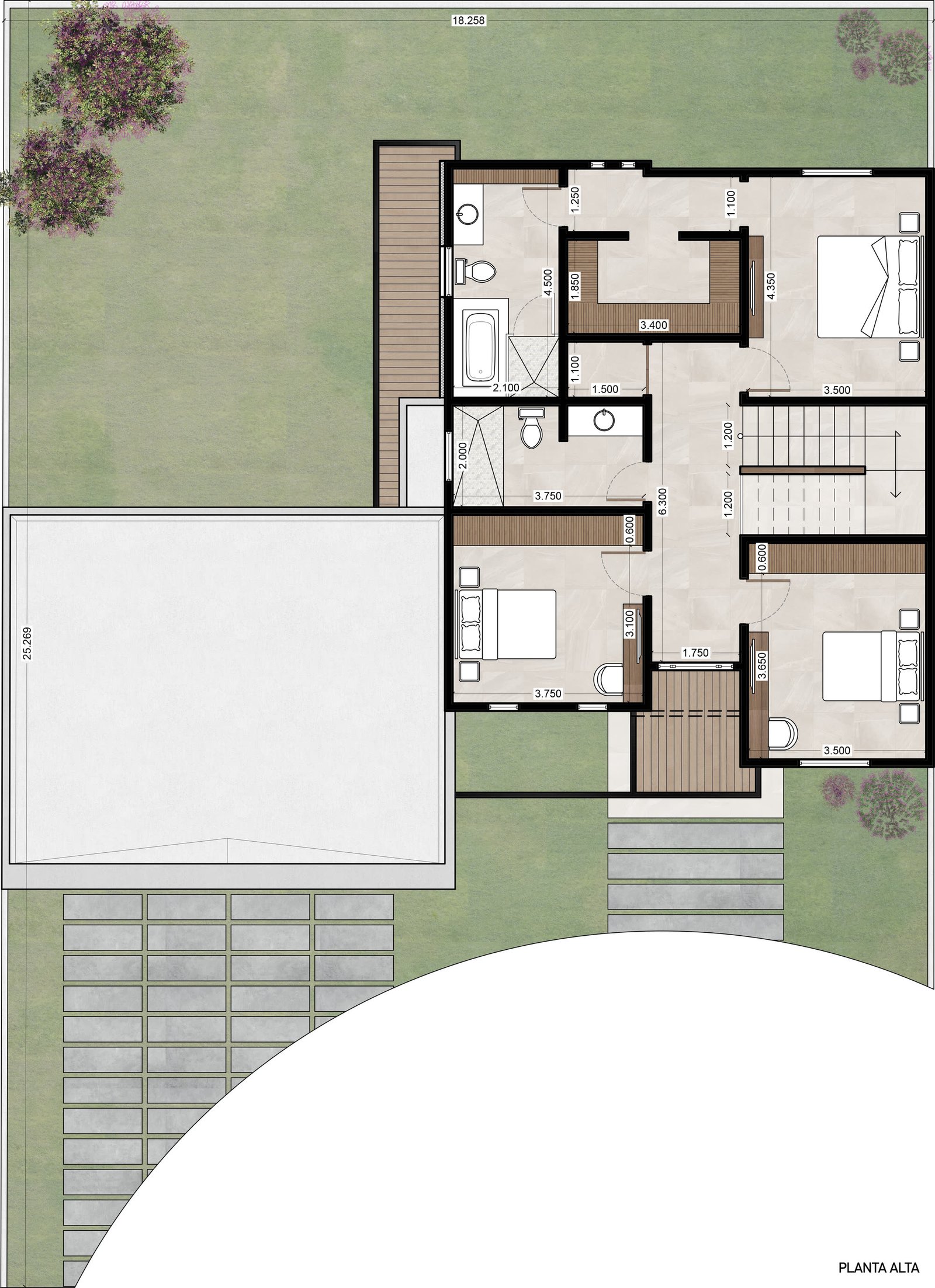 Plano arquitectónico de la Planta alta del Modelo Oasis