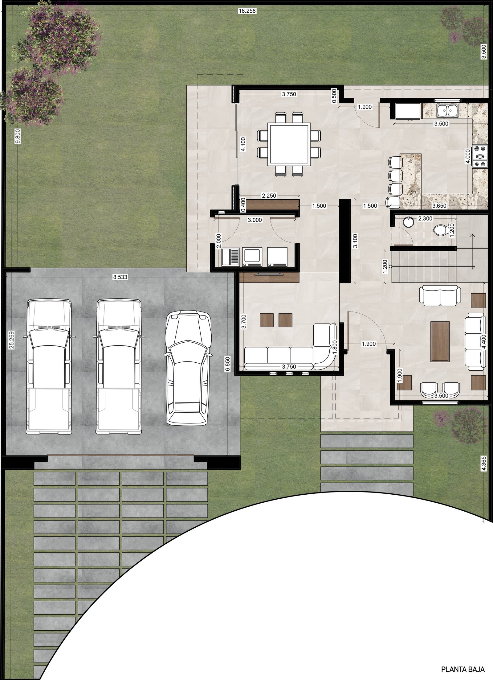 Plano arquitectónico de la Planta baja del Modelo Oasis